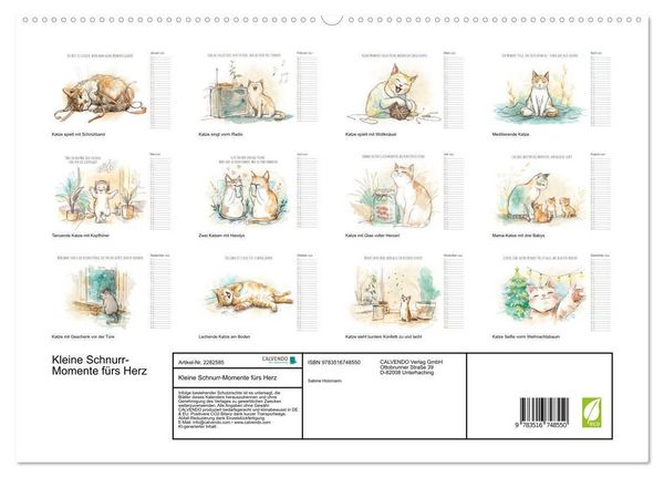 Produktbild: Kleine Schnurr-Momente f&uuml;rs Herz (hochwertiger Premium Wandkalender 2026 DIN A2 quer), Kunstdruck in Hochglanz