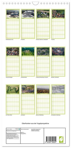Produktbild: Familienplaner 2027 - Oberfranken aus der Vogelperspektive mit 5 Spalten (Wandkalender, 21 x 45 cm) CALVENDO