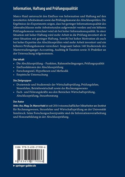 Produktbild: Information, Haftung und Pr&uuml;fungsqualit&auml;t