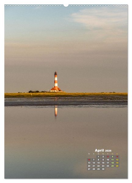 Produktbild: Westerhever - Wattwanderung in den Sonnenuntergang (Wandkalender 2026 DIN A2 hoch), CALVENDO Monatskalender