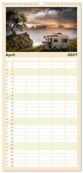 Produktbild: Familienplaner 2027 - Camping macht gl&uuml;cklich! mit 5 Spalten (Wandkalender, 21 x 45 cm) CALVENDO