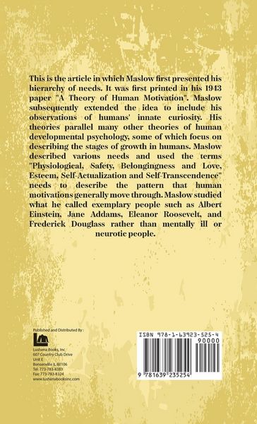 Produktbild: A Theory Of Human Motivation Hardcover