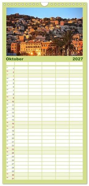 Produktbild: Familienplaner 2027 - Die zeitlose Sch&ouml;nheit von Genua mit 5 Spalten (Wandkalender, 21 x 45 cm) CALVENDO