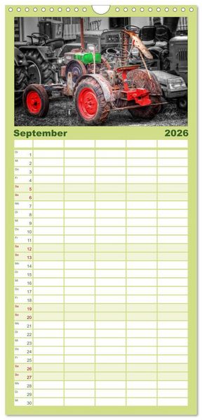 Produktbild: Familienplaner 2026 - Trecker - Oldtimer mit 5 Spalten (Wandkalender, 21 x 45 cm) CALVENDO
