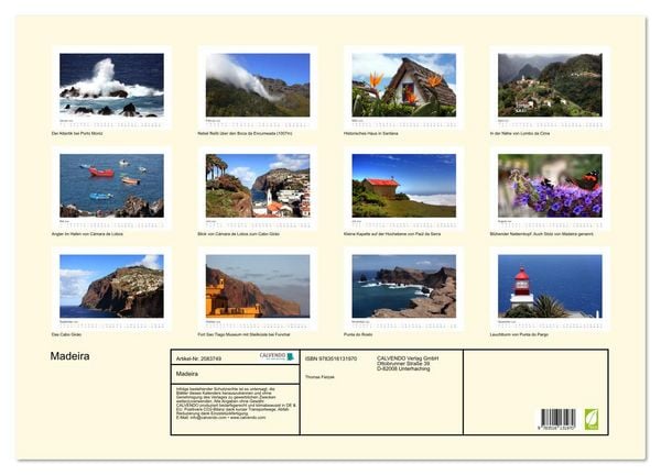 Produktbild: Madeira (Wandkalender 2026 DIN A2 quer), CALVENDO Monatskalender