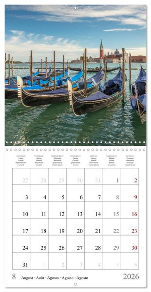 Produktbild: Lieux romantiques &agrave; Venise (Calendrier mural carr&eacute; 2026 30x30 cm) Calendrier double avec une page pour vos prises de notes