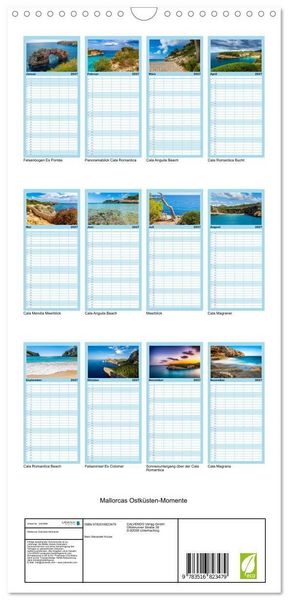 Produktbild: Familienplaner 2027 - Mallorcas Ostk&uuml;sten-Momente mit 5 Spalten (Wandkalender, 21 x 45 cm) CALVENDO