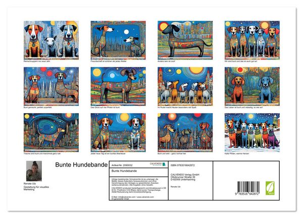 Produktbild: Bunte Hundebande (hochwertiger Premium Wandkalender 2026 DIN A2 quer), Kunstdruck in Hochglanz