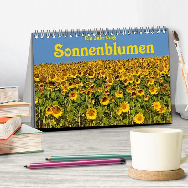 Produktbild: Ein Jahr lang Sonnenblumen (Tischkalender 2026 DIN A5 quer), CALVENDO Monatskalender