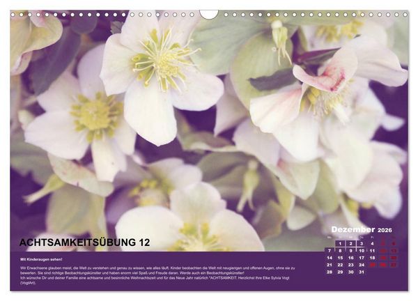 Produktbild: Achtsamkeit, 12 &Uuml;bungen zu mehr Achtsamkeit. (Wandkalender 2026 DIN A3 quer), CALVENDO Monatskalender