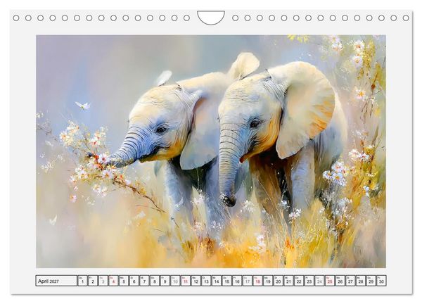 Produktbild: Elefanten. Graue Riesenbabys im Grasland (Wandkalender 2027 DIN A4 quer), CALVENDO Monatskalender