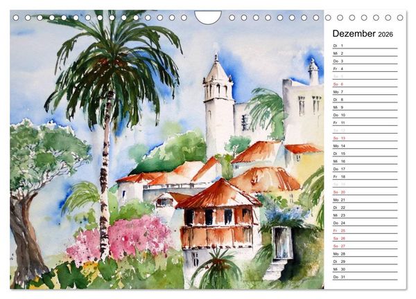 Produktbild: Aquarelle - quer durch Europa (Wandkalender 2026 DIN A4 quer), CALVENDO Monatskalender