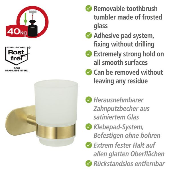 Produktbild: Turbo-Loc&reg; Zahnputzbecher Mod. Orea Uno Gold Matt, Befestigen ohne bohren