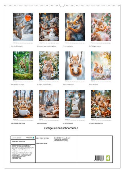 Produktbild: Lustige kleine Eichh&ouml;rnchen (Wandkalender 2026 DIN A2 hoch), CALVENDO Monatskalender