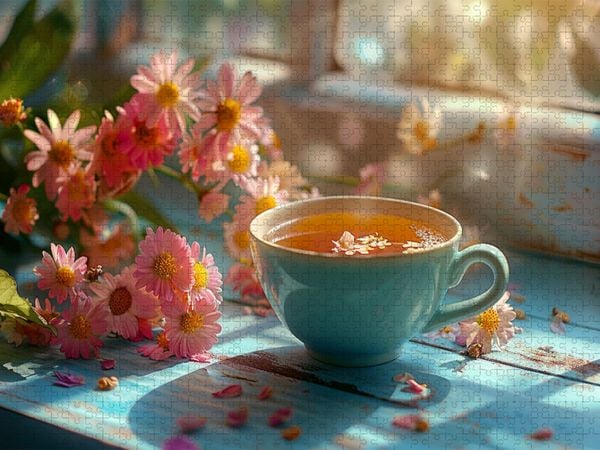 Produktbild: CALVENDO Puzzle Kr&auml;utertee in der Tasse | 1000 Teile Lege-Gr&ouml;&szlig;e 64x48cm Foto-Puzzle f&uuml;r gl&uuml;ckliche Stunden