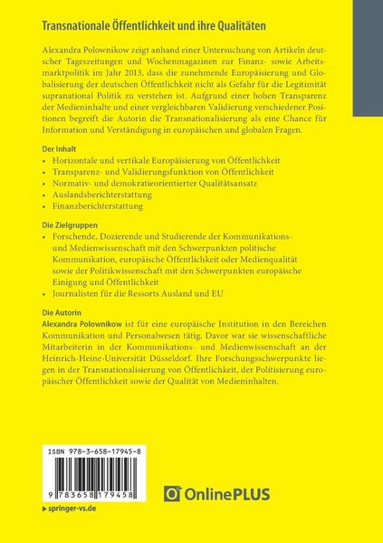 Produktbild: Transnationale &Ouml;ffentlichkeit und ihre Qualit&auml;ten