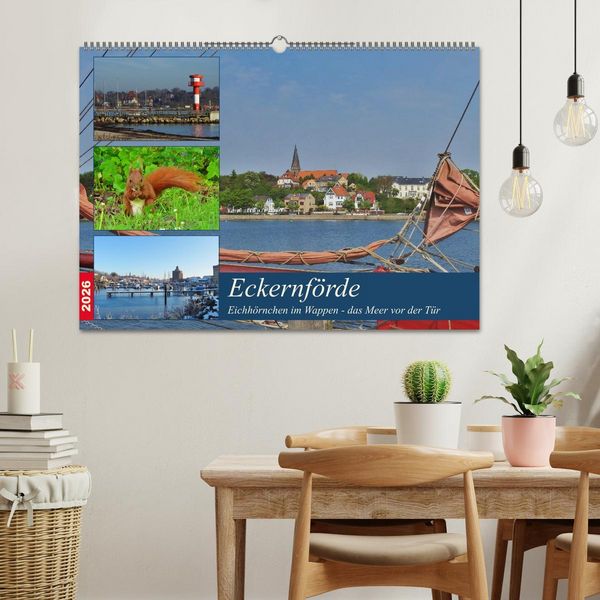 Produktbild: Eckernf&ouml;rde. Eichh&ouml;rnchen im Wappen - das Meer vor der T&uuml;r (Wandkalender 2026 DIN A2 quer), CALVENDO Monatskalender