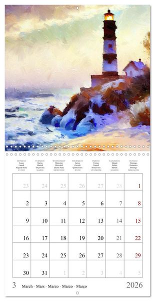 Produktbild: Phares de fantaisie (Calendrier mural carr&eacute; 2026 30x30 cm) Calendrier double avec une page pour vos prises de notes