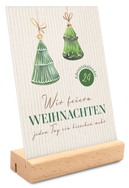 Wir feiern Weihnachten - Adventskalender mit Holzaufsteller