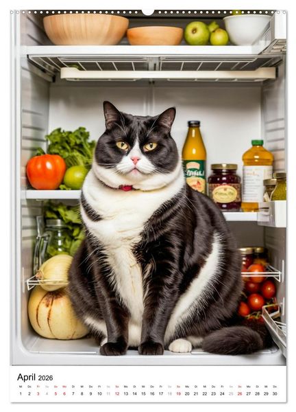 Produktbild: FETTE KATZEN - Foodporn auf vier Pfoten (Wandkalender 2026 DIN A2 hoch), CALVENDO Monatskalender