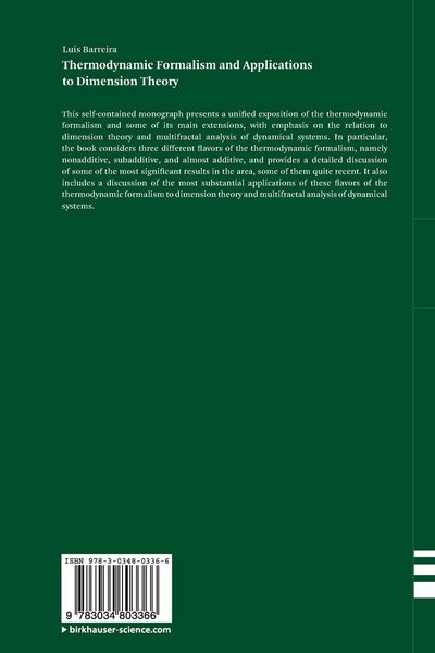 Produktbild: Thermodynamic Formalism and Applications to Dimension Theory