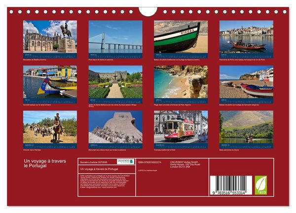 Produktbild: Un voyage &agrave; travers le Portugal (Calendrier mural 2026 DIN A4 vertical), CALVENDO calendrier mensuel