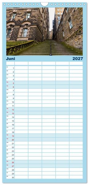 Produktbild: Familienplaner 2027 - Faszination Edinburgh mit 5 Spalten (Wandkalender, 21 x 45 cm) CALVENDO