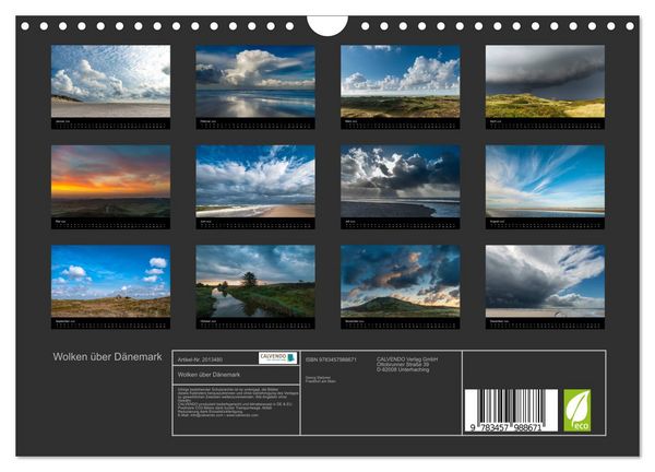 Produktbild: Wolken &uuml;ber D&auml;nemark (Wandkalender 2026 DIN A4 quer), CALVENDO Monatskalender