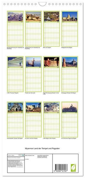 Produktbild: Familienplaner 2027 - Myanmar Land der Tempel und Pagoden mit 5 Spalten (Wandkalender, 21 x 45 cm) CALVENDO