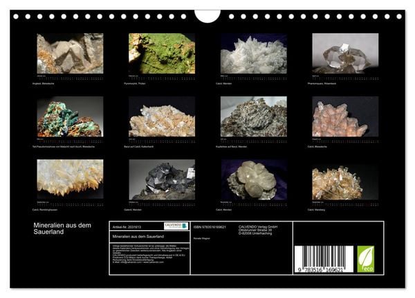 Produktbild: Mineralien aus dem Sauerland (Wandkalender 2026 DIN A4 quer), CALVENDO Monatskalender