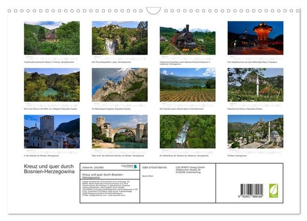 Produktbild: Kreuz und quer durch Bosnien-Herzegowina (Wandkalender 2026 DIN A3 quer), CALVENDO Monatskalender
