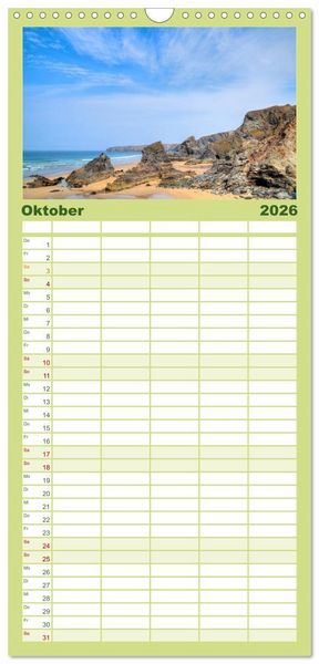 Produktbild: Familienplaner 2026 - Cornwall mit 5 Spalten (Wandkalender, 21 x 45 cm) CALVENDO