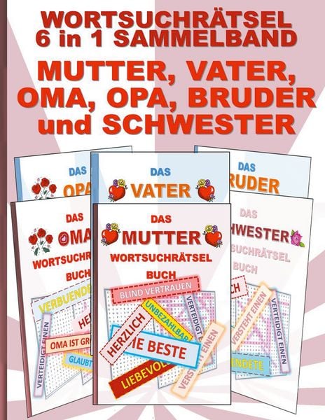 Produktbild: Wortsuchr&auml;tsel 6 in 1 Sammelband Mutter, Vater, Oma, Opa, Bruder und Schwester