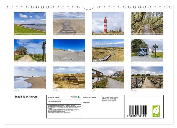 Produktbild: Inselbilder Amrum (Wandkalender 2026 DIN A4 quer), CALVENDO Monatskalender