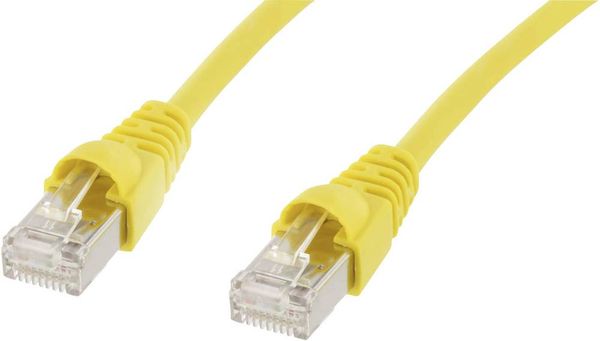 Telegärtner 100008647 RJ45 Netzwerkkabel, Patchkabel CAT 6a S/FTP 5.00m Gelb Flammwidrig, mit Rastnasenschutz, Flammwidr