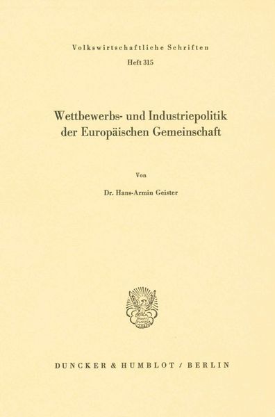 Produktbild: Wettbewerbs- und Industriepolitik der Europ&auml;ischen Gemeinschaft.