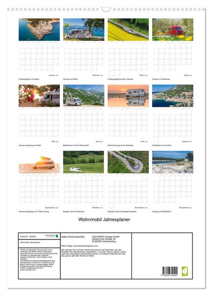 Produktbild: Wohnmobil Jahresplaner (Wandkalender 2026 DIN A2 hoch), CALVENDO Monatskalender