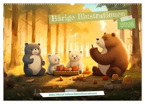 Produktbild: B&auml;rige Illustrationen (Wandkalender 2026 DIN A2 quer), CALVENDO Monatskalender