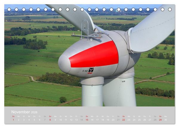Produktbild: Windkraftanlagen aus der Luft fotografiert (Tischkalender 2026 DIN A5 quer), CALVENDO Monatskalender