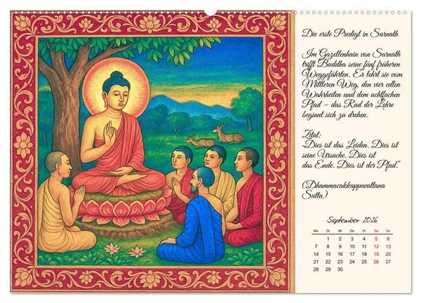 Produktbild: Siddhartas Pfad zum Buddha (hochwertiger Premium Wandkalender 2026 DIN A2 quer), Kunstdruck in Hochglanz