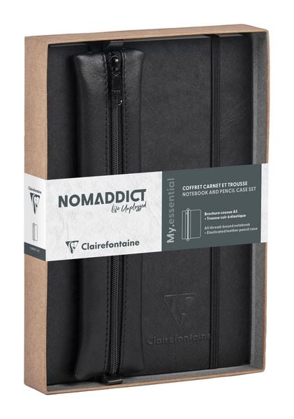 Produktbild: Age Bag, Set Nomaddict, Notizbuch A5 My.essential liniert + Federm&auml;ppchen, schwarz