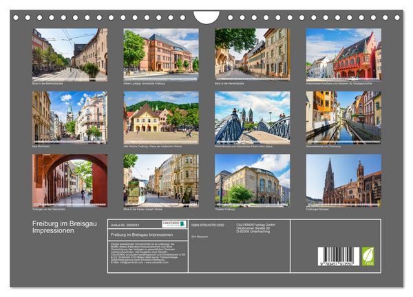 Produktbild: Freiburg im Breisgau Impressionen (Wandkalender 2026 DIN A4 quer), CALVENDO Monatskalender