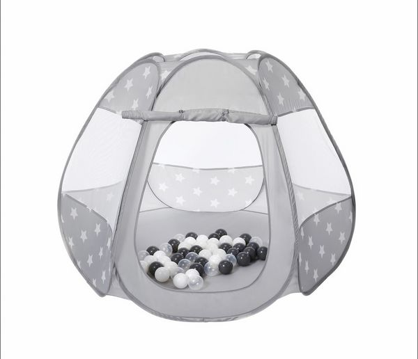 Produktbild: Knorrtoys 55341 - B&auml;llebad - Bellox Grey white stars, inkl. 50 B&auml;lle grey, creme, transparent