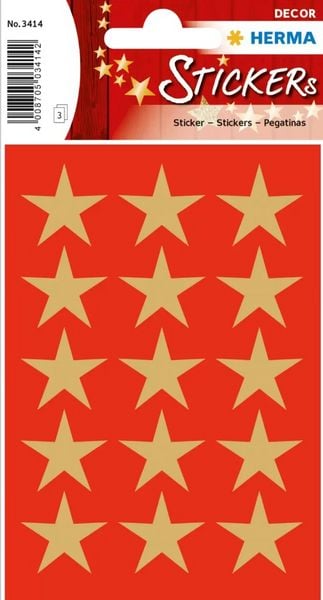 Produktbild: Herma Sticker Sterne Gold 423 St&uuml;ck, Stern Sticker aus Goldpapier f&uuml;r Advent & Weihnachten, verschiedene Gr&ouml;&szlig;en