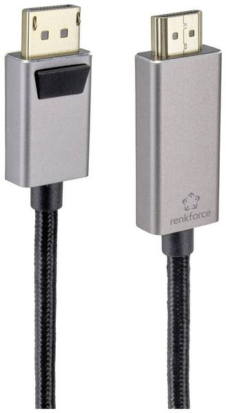 Produktbild: Renkforce DisplayPort / HDMI Verbindungskabel DisplayPort Stecker, HDMI-A Stecker 2.00m Schwarz UHD 8K @ 60 Hz, UHD 4K @ 120Hz