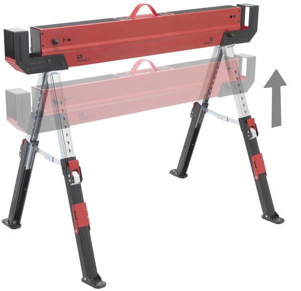 Produktbild: TOOLCRAFT TO-7726197 Stahl S&auml;gebock h&ouml;henverstellbar 300 kg (B x H x T) 520 x 620 x 1088 mm 9.3 kg 1 St.