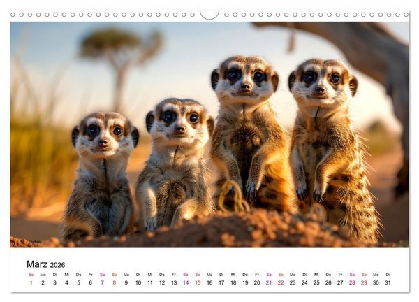 Produktbild: Erdm&auml;nnchen - coole Typen (Wandkalender 2026 DIN A3 quer), CALVENDO Monatskalender
