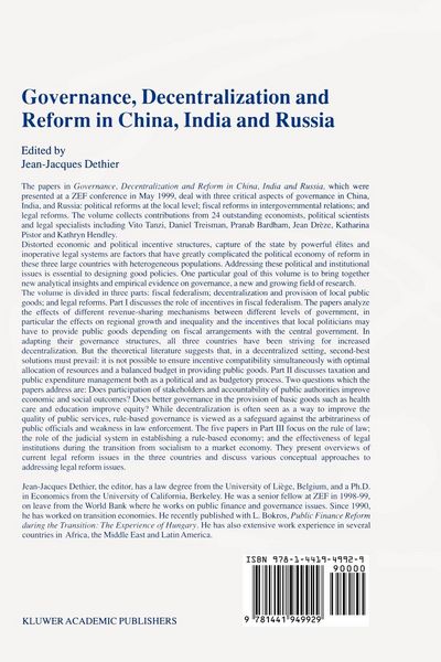 Produktbild: Governance, Decentralization and Reform in China, India and Russia