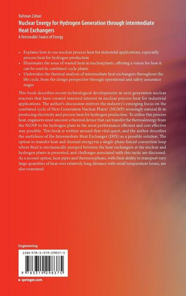 Produktbild: Nuclear Energy for Hydrogen Generation through Intermediate Heat Exchangers