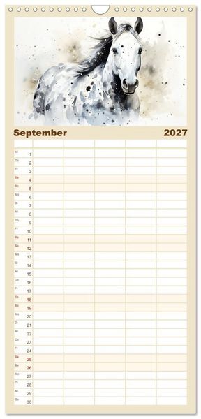 Produktbild: Familienplaner 2027 - Kraftpakete in Aquarell mit 5 Spalten (Wandkalender, 21 x 45 cm) CALVENDO